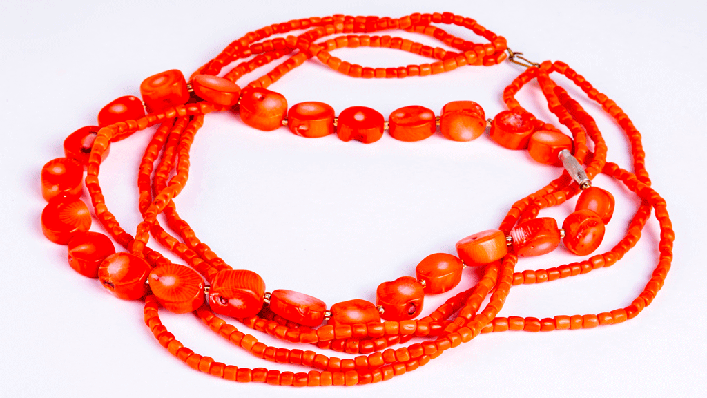 Détails des veinures naturelles d'une gorgone brute pour bijouterie