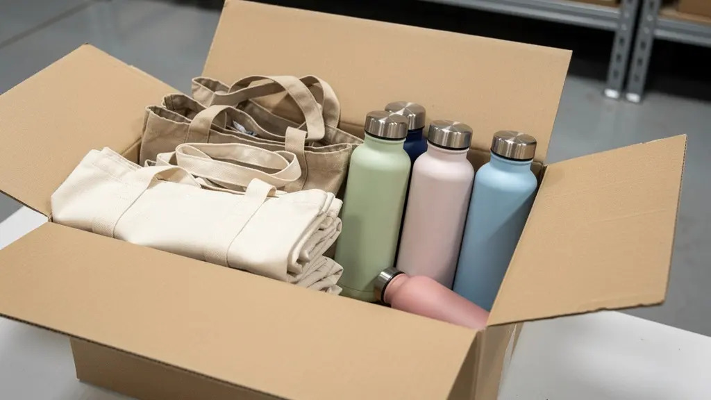 Cartons de goodies personnalisés prêts à être distribués